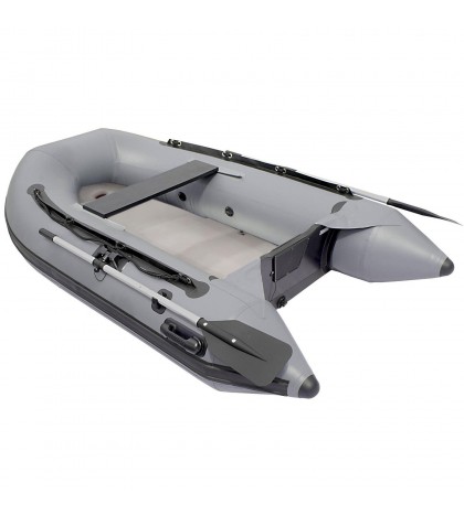 ALEKO 8.4 Ft Inflatable Fishing Boat with Air Floor Deck 3 Person Raft Grey