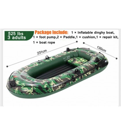 4-Person Inflatable River Lake Dinghy Boat with Pump and Oars Set CAMOUFLAGE