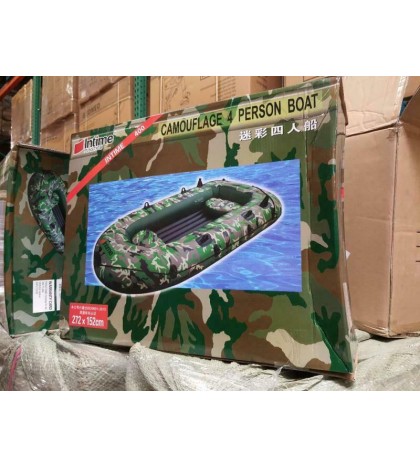 4-Person Inflatable River Lake Dinghy Boat with Pump and Oars Set CAMOUFLAGE