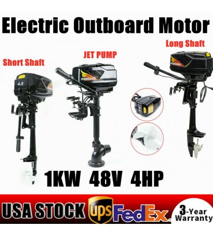 HANGKAI 4HP 48V Electric Outboard Motor Fishing Boat Engine 1000W 15KM/H US SHIP