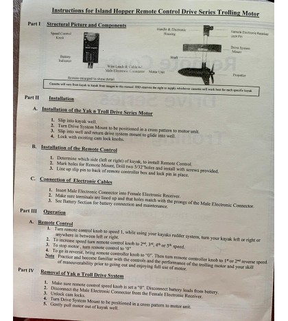 Island Hopper MOTOR For HOBIE Mirage-46lb Thrust Trolling/Forward & Reverse