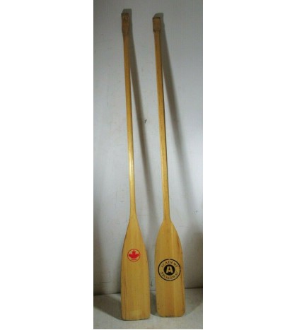 Vintage Pair Wooden Canoe Paddles Academy Broadway Great Canadian