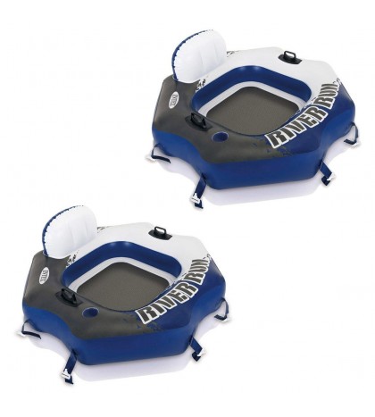 Intex River Run Connect Lounge Inflatable Floating Water Tube 58854EP (2 Pack)