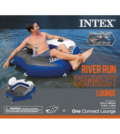 Intex River Run Connect Lounge Inflatable Floating Water Tube 58854EP (2 Pack)