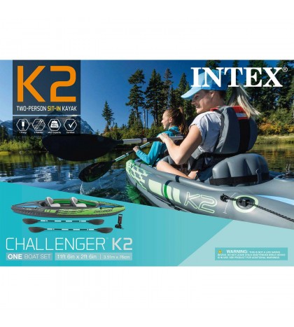 NEW Intex Challenger K2 Inflatable Kayak with Oars and Hand Pump,2 PERSONS