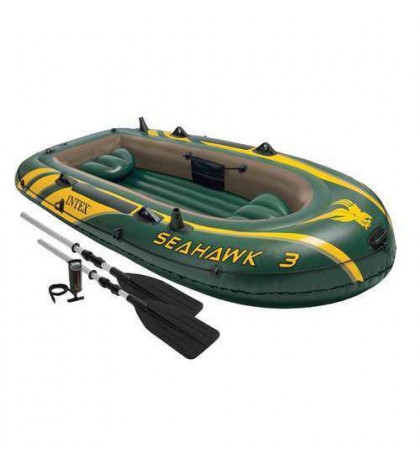 Intex Seahawk 3 Person Inflatable Boat Set with Oars & Pump(Open Box)(2 Pack)