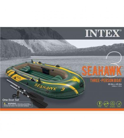 Intex Seahawk 3 Person Inflatable Boat Set with Oars & Pump(Open Box)(2 Pack)