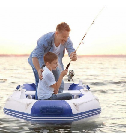 Extenden 10Ft 0.9mm PVC Inflatable Dinghy Fishing Boat Tender Raft Blue White