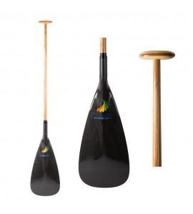 ZJ SPORT Hybrid Steering Outrigger Canoe Paddle With Straight Wooden Shaft