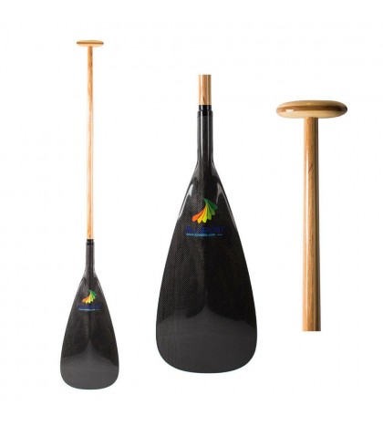 ZJ SPORT Hybrid Steering Outrigger Canoe Paddle With Straight Wooden Shaft