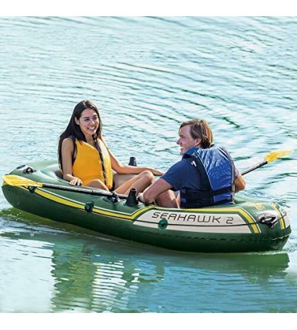 Intex Seahawk 2, 2-Person Inflatable Boat Set with French Oars and High Output -