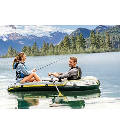 Intex Seahawk 2, 2-Person Inflatable Boat Set with French Oars and High Output -