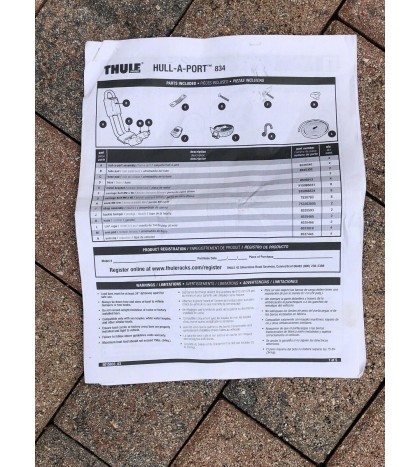 Thule Hull-A-Port model 834 J cradle vertical kayak carrier roof rack w/ straps