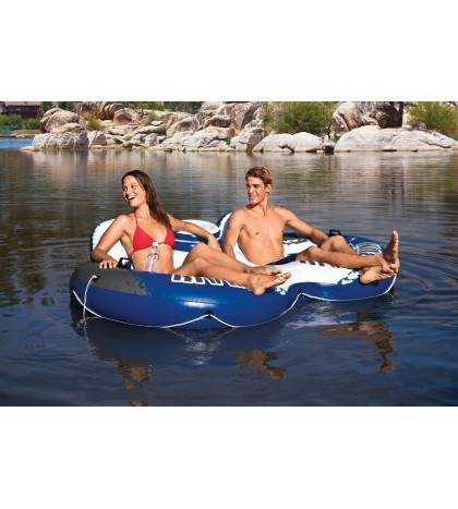 Intex River Run Inflatable 1 + 2 Person Floating Lake Tube Water Raft (2 Pack)