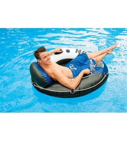 Intex River Run Inflatable 1 + 2 Person Floating Lake Tube Water Raft (2 Pack)