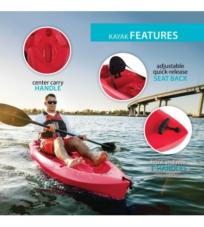 Lifetime Daylite 8 ft Sit-on-top Kayak (Paddle Included),Red 90775