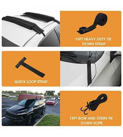 Universal Soft Roof Rack Pads for Kayak /Surfboard /SUP /Canoe with 15FT Tie-Do