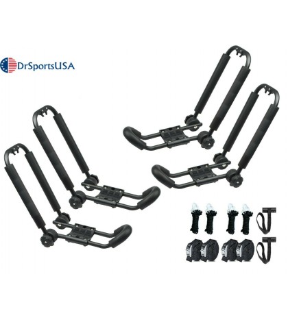 2 Pair Universal Foldable Kayak Rack Roof Top Carrier Boat Kayak Roof Rack J-Bar