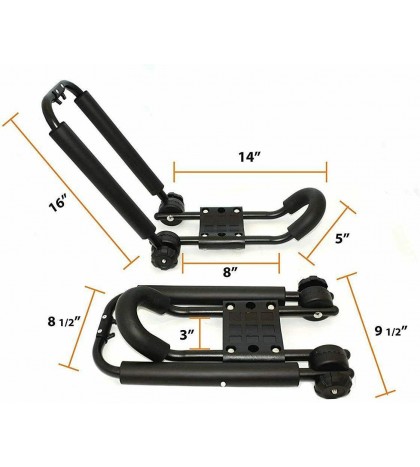 2 Pair Universal Foldable Kayak Rack Roof Top Carrier Boat Kayak Roof Rack J-Bar