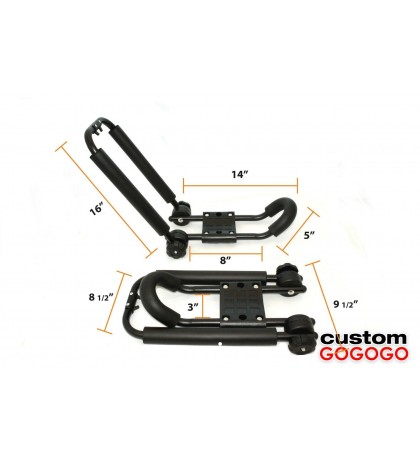 Folding Universal Collapsible Kayak roof top Rack Pair Attachment Pre-Assembled