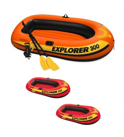 Intex 3 Person Raft w/ Pump & Oars & 2 Person Raft Set w/ 2 Oars & Pump (2 Pack)