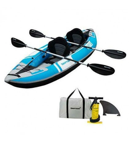 Voyager 2 Person Tandem Inflatable Kayak, Includes 2 Aluminum Paddles, 2 Padded