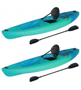 Two One Person 10' Plastic Kayaks Sit on Top with Paddles Lifetime 2 Pack