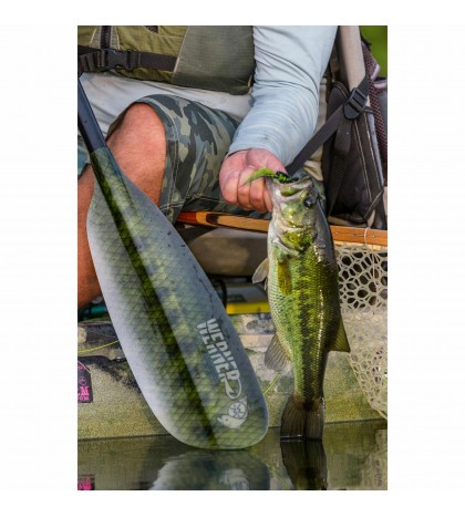 Werner Camano Hooked Fiberglass Fishing Kayak Paddle Stealth Camo 230cm