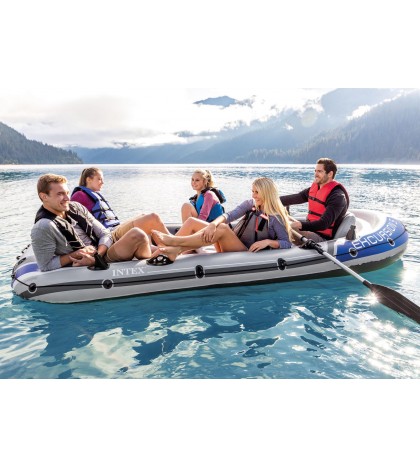 Intex Excursion 5 Person Inflatable Boat Set Raft Dinghy with Oars Pump 68325EP