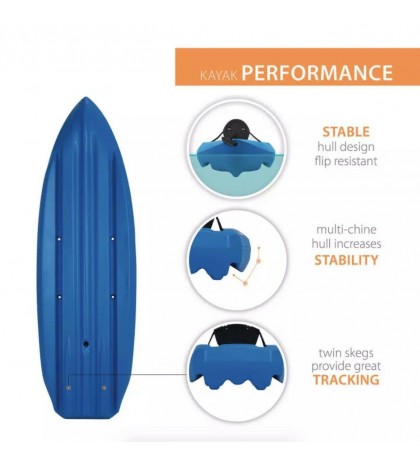 Lifetime 8ft. Lotus 80 Kayak, Sit On Top w/ Paddle - Blue - Brand New