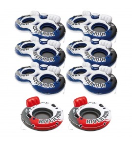 Intex River Run 2 Inflatable 2 Person River Float (6 Pack) + Single Tube (Pair)