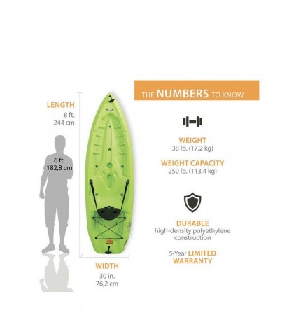 Lifetime Daylite 8ft Sit-on-top Kayak green all Wheather Deep Camping Fishing