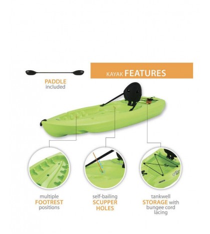 Lifetime Daylite 8ft Sit-on-top Kayak green all Wheather Deep Camping Fishing