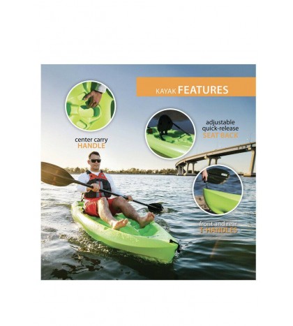 Lifetime Daylite 8ft Sit-on-top Kayak green all Wheather Deep Camping Fishing