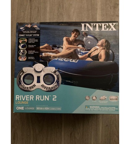 Intex River Run II Inflatable 2 Person Pool Tube Float + Cooler