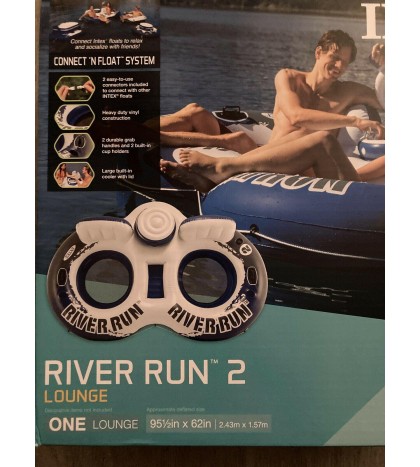 Intex River Run II Inflatable 2 Person Pool Tube Float + Cooler