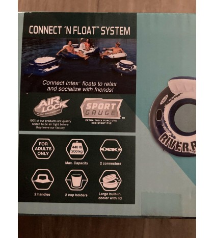 Intex River Run II Inflatable 2 Person Pool Tube Float + Cooler