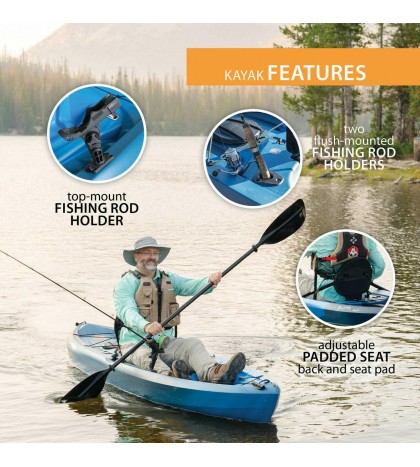 Lifetime Tamarack Angler 10 ft Fishing Kayak (Paddle Included), 90508 Blue