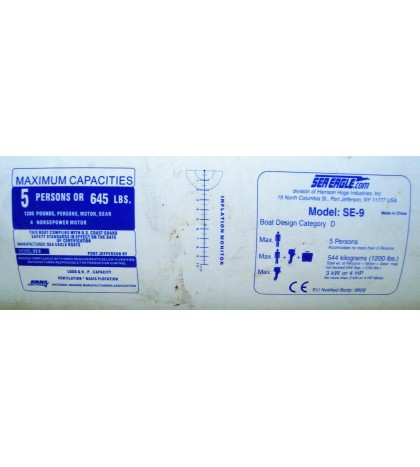 Sea Eagle SE9 Inflatable Boat, motor, battery, accessories; No ship - Local P/U