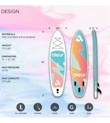 Inflatable Stand Up Paddle Board SUP Surfboard with complete kit 6'' thick