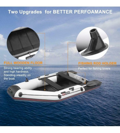 New 10ft Inflatable Water Sports Tender Rafting Fishing Dinghy Boat Black Grey