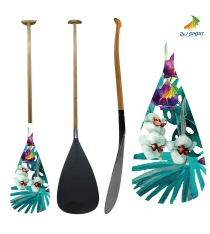 ZJ SPORT Hawaii Type Outrigger Canoe OC Paddle With Carbon Graphics Design Blade