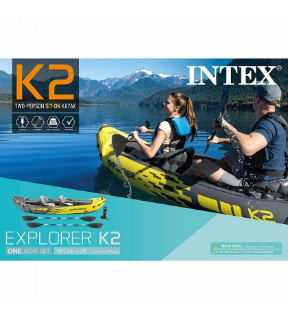 Intex 2-Person Inflatable Kayak w/ Oar & Pump 2 pack & 1-Person Inflatable Kayak