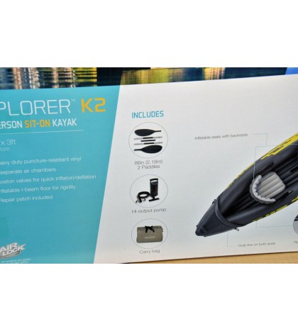 Intex K2 Explorer Brand New 2 Person Inflatable Kayak Oars and Pump included
