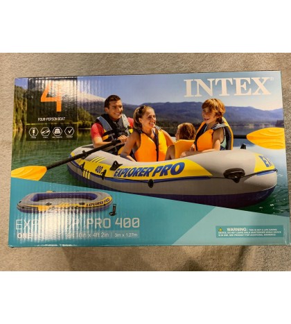 Intex Inflatable Explorer Pro 400 Four-Person Boat w Oar & Pump