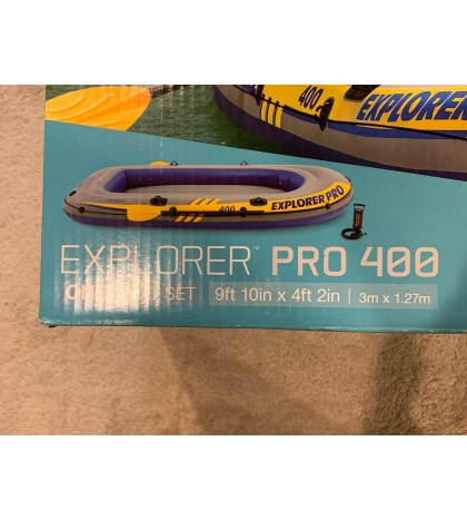Intex Inflatable Explorer Pro 400 Four-Person Boat w Oar & Pump
