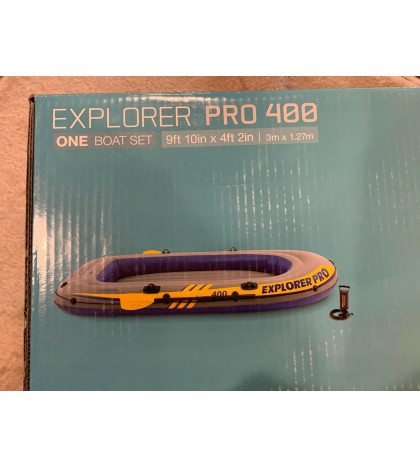 Intex Inflatable Explorer Pro 400 Four-Person Boat w Oar & Pump