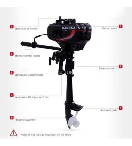 2 Stroke Outboard Boat Motor Engine CDI System W/ Water Cooling System 3.5HP US