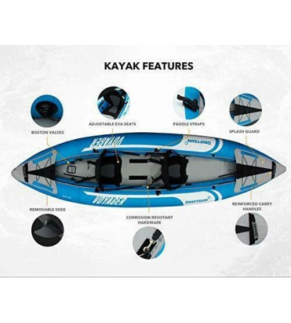 Voyager 2 Person Tandem Inflatable Kayak, Includes 2 Aluminum Paddles, 2