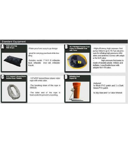 7.5ft inflatable dinghy Boat with aluminum floor Waterline Fiberglass transom